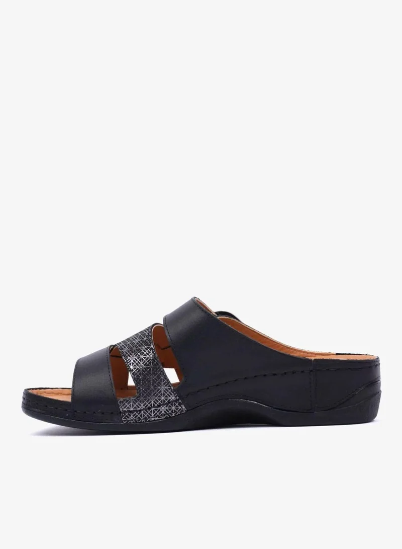 Comfort Plus Comfort Plus Stylish and Comfortable Double Buckle Sandals Black